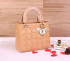 Lady Dior Bag Sheepskin Bag D1655 Apricot with Gold D1655