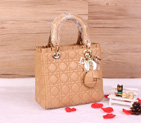 Lady Dior Bag Sheepskin Bag D1655 Apricot with Gold D1655