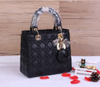 Lady Dior Bag Sheepskin Bag D1655 Black with Gold D1655