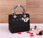 Lady Dior Bag Sheepskin Bag D1655 Black with Gold D1655