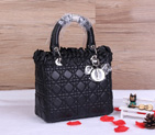 Lady Dior Bag Sheepskin Bag D1655 Black with Silver D1655
