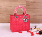 Lady Dior Bag Sheepskin Bag D1655 Carmine with Silver D1655