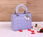 Lady Dior Bag Sheepskin Bag D1655 Dark Lavender with Silver D1655