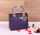 Lady Dior Bag Sheepskin Bag D1655 DarkPurple with Gold D1655