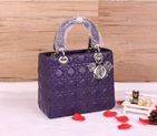Lady Dior Bag Sheepskin Bag D1655 DarkPurple with Silve D1655