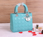 Lady Dior Bag Sheepskin Bag D1655 LakeGreen with Silver D1655