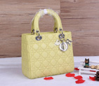Lady Dior Bag Sheepskin Bag D1655 Lemon with Silver D1655