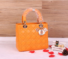 Lady Dior Bag Sheepskin Bag D1655 Mango Yellow with Silver D1655