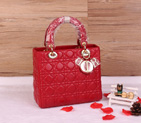 Lady Dior Bag Sheepskin Bag D1655 Red with Gold D1655