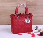 Lady Dior Bag Sheepskin Bag D1655 Red with Silver D1655