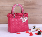Lady Dior Bag Sheepskin Bag D1655 Rose with Silver D1655