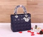 Lady Dior Bag Sheepskin Bag D1655 Royalblue with Silver D1655