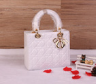 Lady Dior Bag Sheepskin Bag D1655 White with Gold D1655