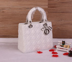 Lady Dior Bag Sheepskin Bag D1655 White with Silver D1655