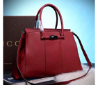 Lady bamboo leather and python top handle bag 370815 Red 370815