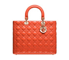 Large orange Lady Dior leather bag CAL44560 M672