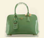 PRADA Patent Leather Two Handle Bag 0837 in Apple green 0837