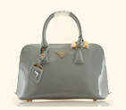 PRADA Patent Leather Two Handle Bag 0837 in Turquoise 0837