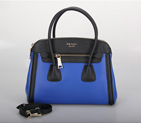 PRADA Saffiano Cuir and City Calf Leather Tote Bag BN2596 in Skyblue with Black BN2596