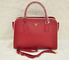 PRADA Saffiano Leather Tote Bag BN2609 in Claret 2609