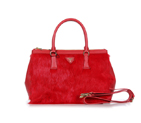 Prada Cony Hair Tote Bag 1801 in Red 1801