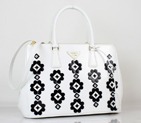 Prada Flowers Brushed Calf Leather Tote Bag 2274 in White 2274