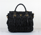 Prada Gaufre Fabric Top Handle Bag in Black 5011
