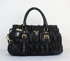 Prada Gaufre Lambskin Leather Tote Bag 8350 in Black 8350