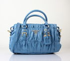 Prada Gaufre Lambskin Leather Tote Bag 8350 in SkyBlue 8350