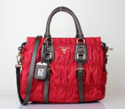Prada Gaufre Leather Top Handle Bag BN1336 in Red 1336
