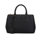 Prada Ostrich Leather Tote Bag 1801 in Black 1801