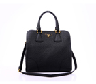 Prada Ostrich stripes Leather Tote Bag BN2254 in Black BN2254