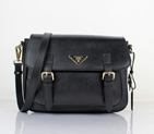 Prada Saffiano Calf Leather Flap Bag BT0904 in Black BT0904