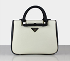 Prada Saffiano Calf Leather Tote Bag 2246 in Black with white 2246