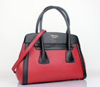 Prada Saffiano Cuir and City Calf Leather Tote Bag BN2602 in Flame with Black 2602
