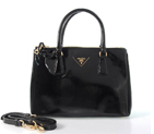 Prada Saffiano Patent Leather Tote Bag 1801 in Black 1801