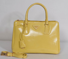 Prada Saffiano Patent Leather Tote Bag 1801 in Light Yellow 1801