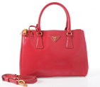 Prada Saffiano Patent Leather Tote Bag 1801 in Rose Red 1801