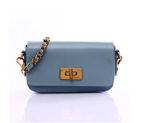 Prada Saffiano Vernice Cross Body Bag with Braided Leather Chain Strap BT0829 in Light Blue BT0829