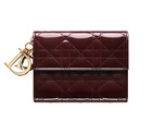 Rouge Fonce patent leather combined Lady Dior medium wallet VRB43058P M311