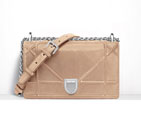 Small Diorama flap bag in beige iridescent nubuck calfskin M0421PVUA M08K