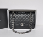 Top Quality Chanel Jumbo Double Flaps Bag Black Original Caviar Leather A36097 Silver A36097