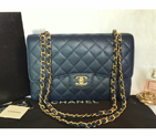 Top Quality Chanel Jumbo Double Flaps Bag Blue Original Caviar Leather A36097 Gold A36097