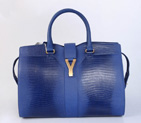 YSL 2013 Cabas Chyc lizard leather tote handbag 8221 Blue 8221