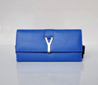Yves Saint Laurent Large Y Line Flap Wallet 241175 Blue 241175