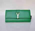 Yves Saint Laurent Large Y Line Flap Wallet 241175 Green 241175