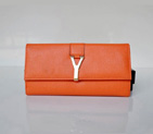 Yves Saint Laurent Large Y Line Flap Wallet 241175 Orange 241175