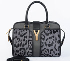 Yves Saint Laurent Small Cabas Chyc Bag 8220 Gray with leopard 8220