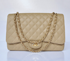 chanel A47600 Caviar Leather Jumbo Flap Bag in Apricot with Gold A47600