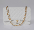 chanel A47600 Caviar Leather Jumbo Flap Bag in White with Gold A47600